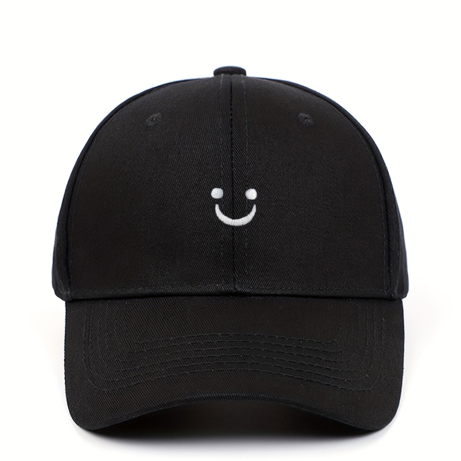 Happy Face Embroidery Baseball Cap Summer Sun Hat for Couple