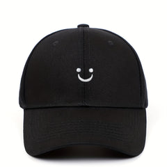 Happy Face Embroidery Baseball Cap Summer Sun Hat for Couple