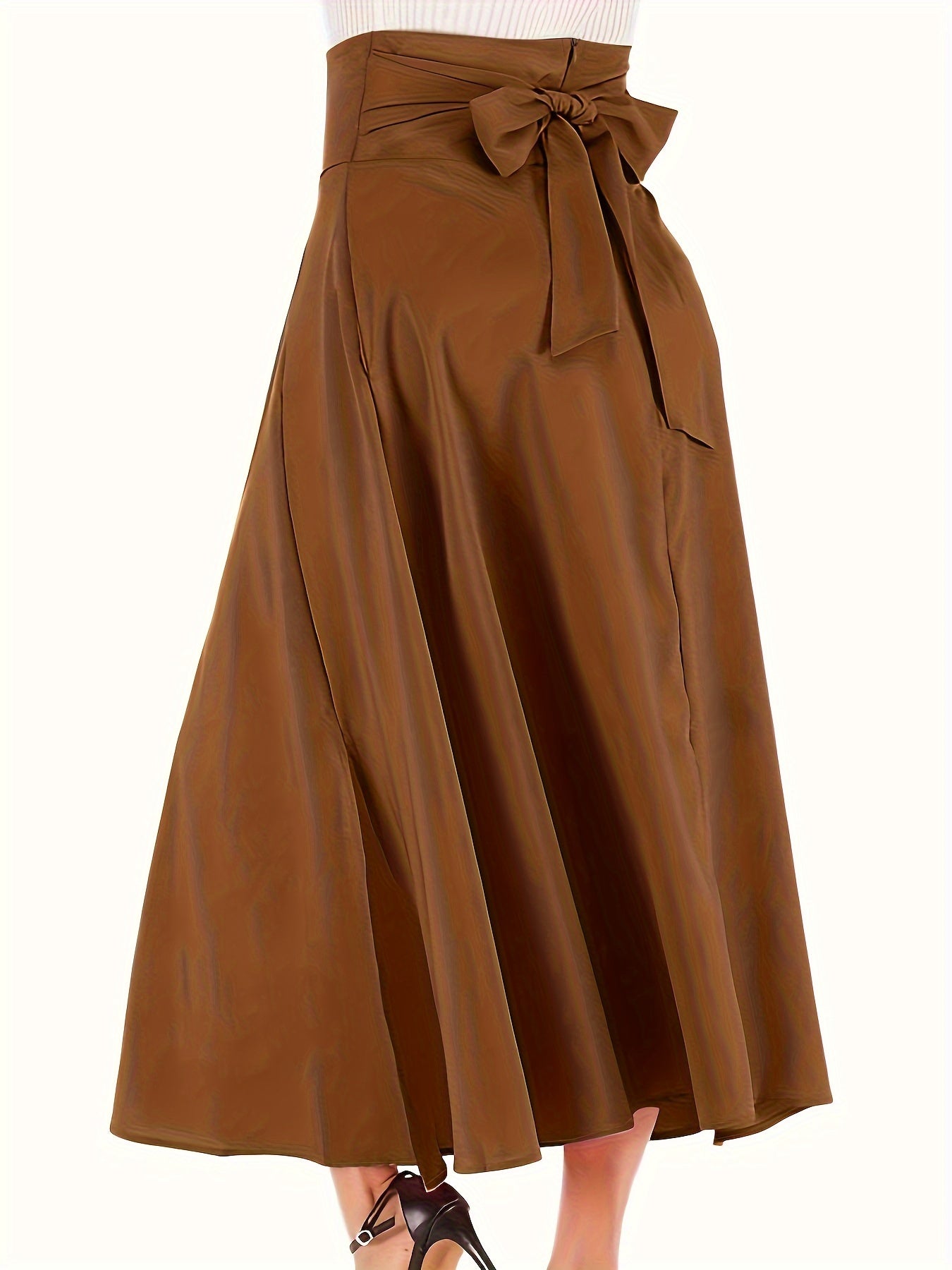 High Rise Belted A-line Skirt