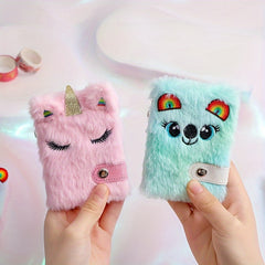 Unicorn Plush Mini Notebook 6 X 10 Pink