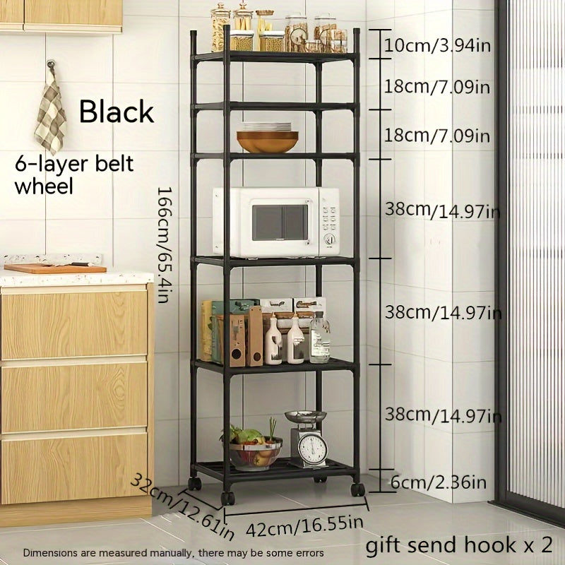 1pc Kitchen Carbon Steel Storage Shelves Pot Rack Floor Kitchen Storage Rack