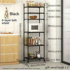 1pc Kitchen Carbon Steel Storage Shelves Pot Rack Floor Kitchen Storage Rack