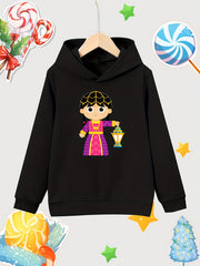 Girl Lantern Print Cotton Hooded Sweatshirt