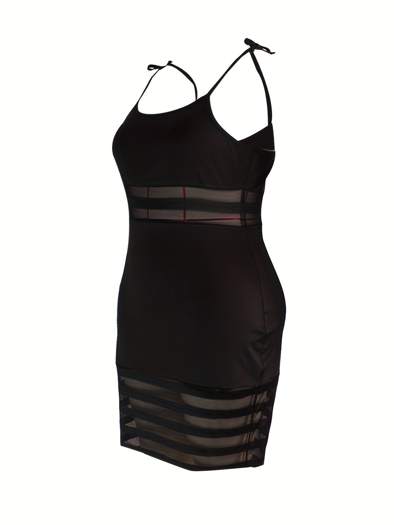 Sexy Bodycon Dress Women's Plus Semi Sheer Contrast Mesh Cami Bodycon