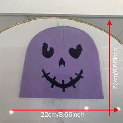 Funny Expression Windproof Knit Beanie Hat With Pirate Skull Print