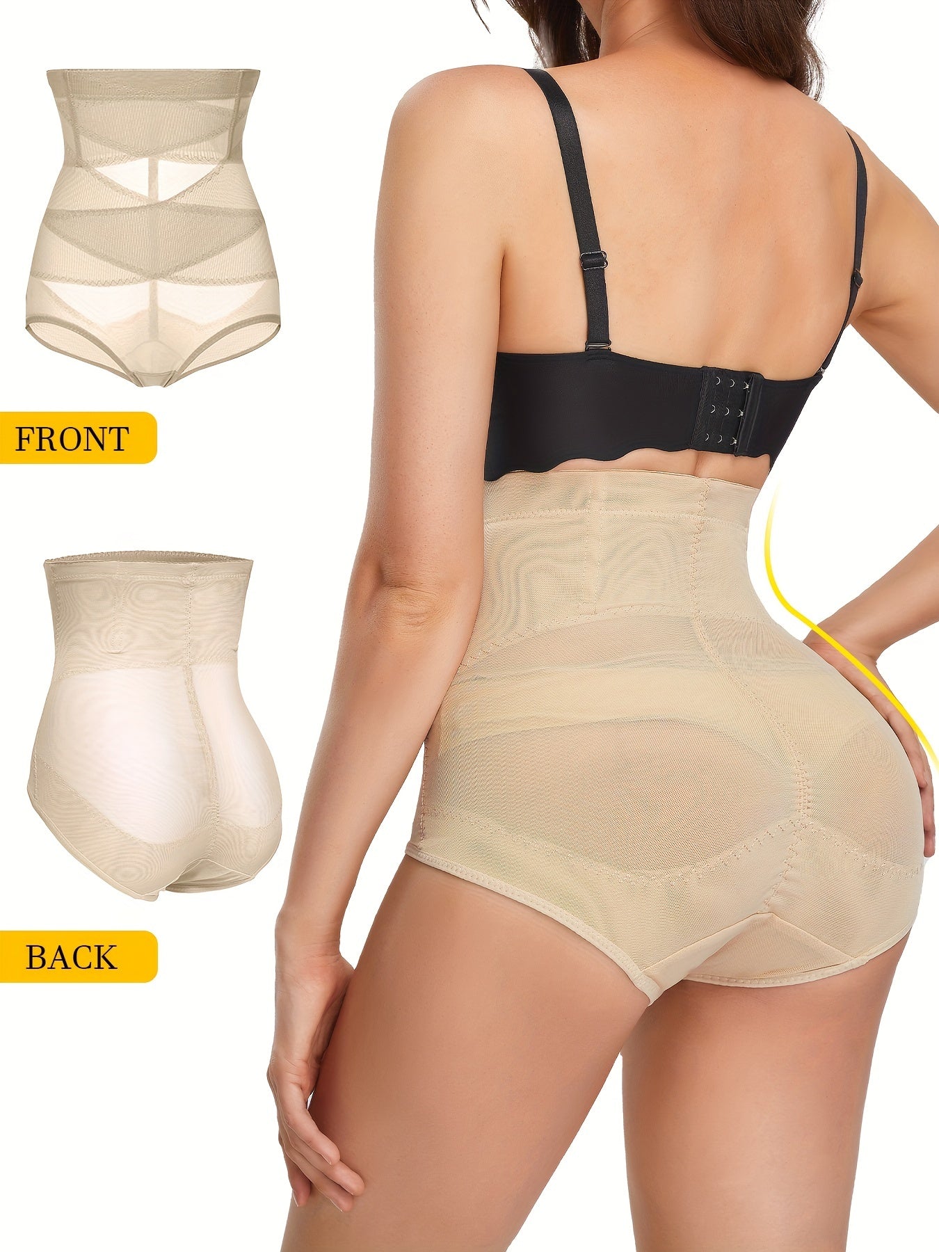 Mesh Contrast Shaping Panties High Waist Tummy Control Slimming Panties