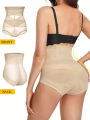 Mesh Contrast Shaping Panties High Waist Tummy Control Slimming Panties
