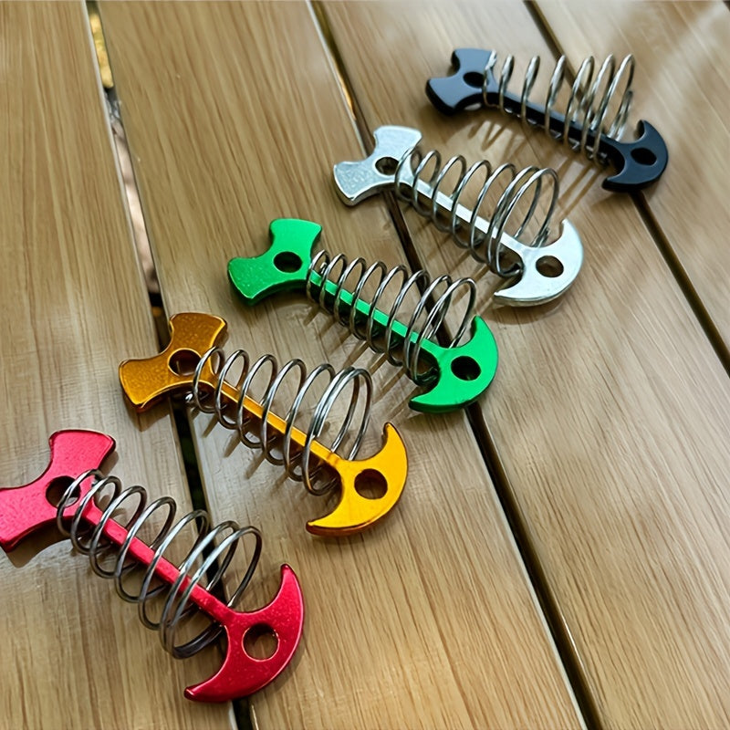 Aluminium Fishbone Deck Anchor Pegs with Carabiners & Tent Stakes