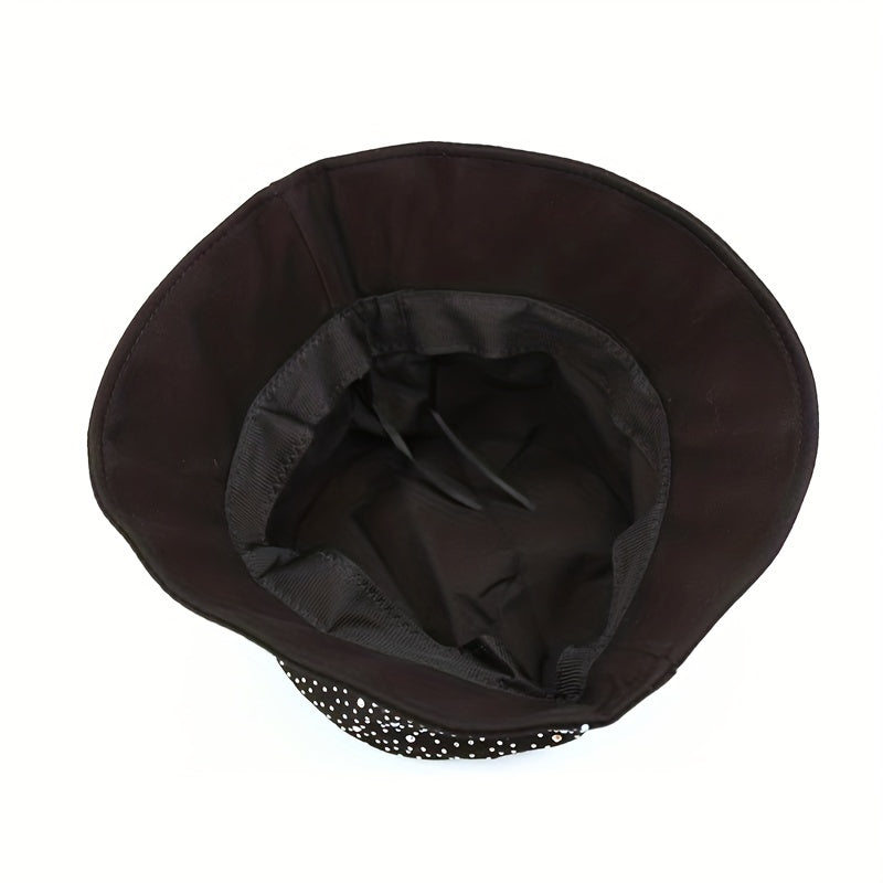 Rhinestone Decor Bucket Hat Lightweight Solid Casual Sun Hat