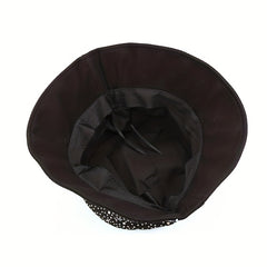 Rhinestone Decor Bucket Hat Lightweight Solid Casual Sun Hat
