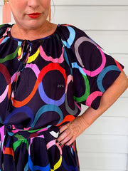 Casual Dress Women's Plus Circle Print Short Sleeve Maxi Dress