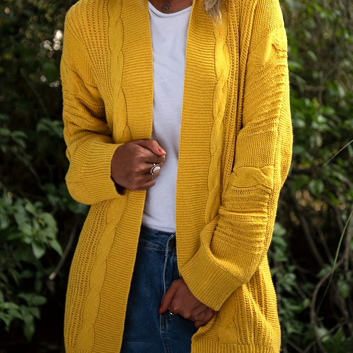 Casual Cardigan Women's Plus Solid Cable Long Sleeve Open Front