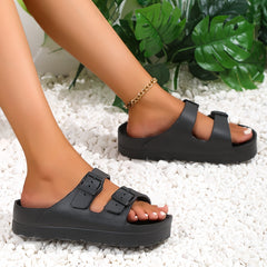 Women's Solid Thick Sole Sports Sandals Non Slip Open Toe Slippers