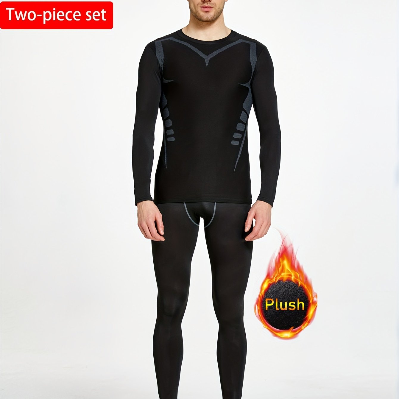 Men's Warm Fleece Athletic Tracksuit Skinny Fit Long Sleeve Jersey