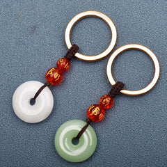 Vintage Jade Keychain Lucky Pendant for Keys Purse Car