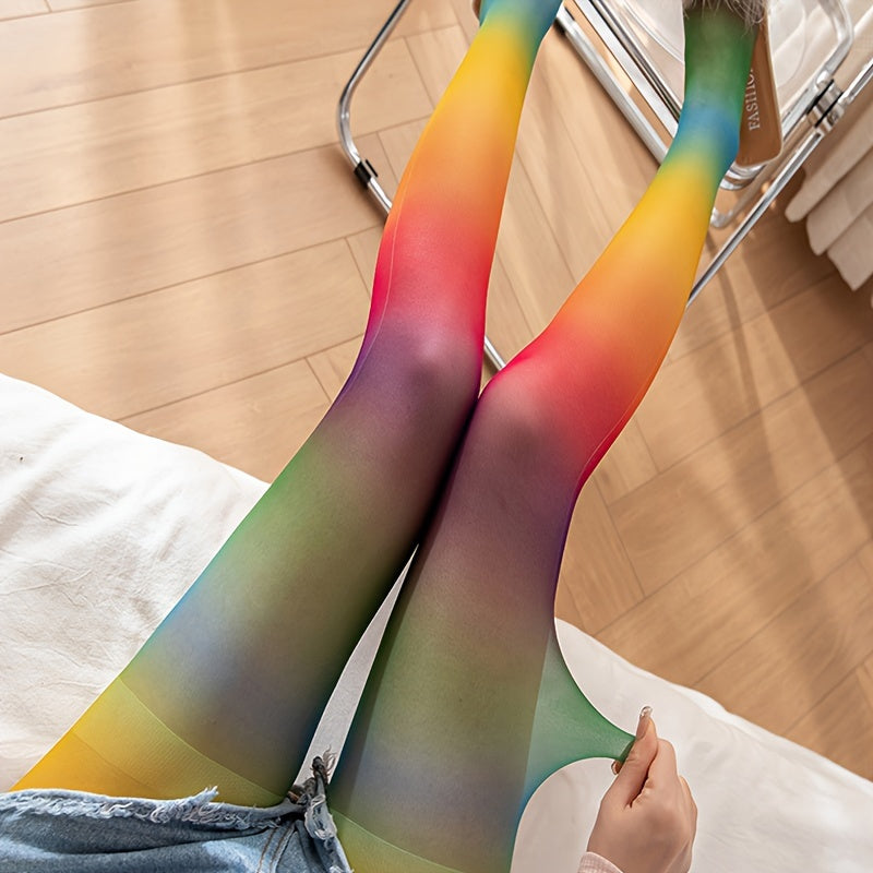 Ombre Colorblock High Waist Pantyhose Women's Stockings