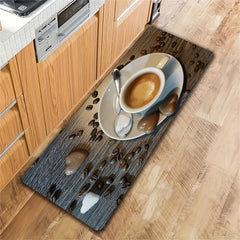 Coffee Heart Pattern Rug Rectangular Carpet for Dining Kitchen Living