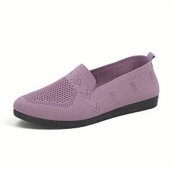 Women's Breathable Knit Flat Shoes Lightweight Slip On Shoes