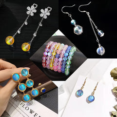 8MM Frosted Aurora Crystal Glass Beads Mixed Colors Moonstone Round Bead