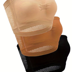 3pcs Strapless Bandeau Bras Hollow Out Stretch Bra Women's Lingerie