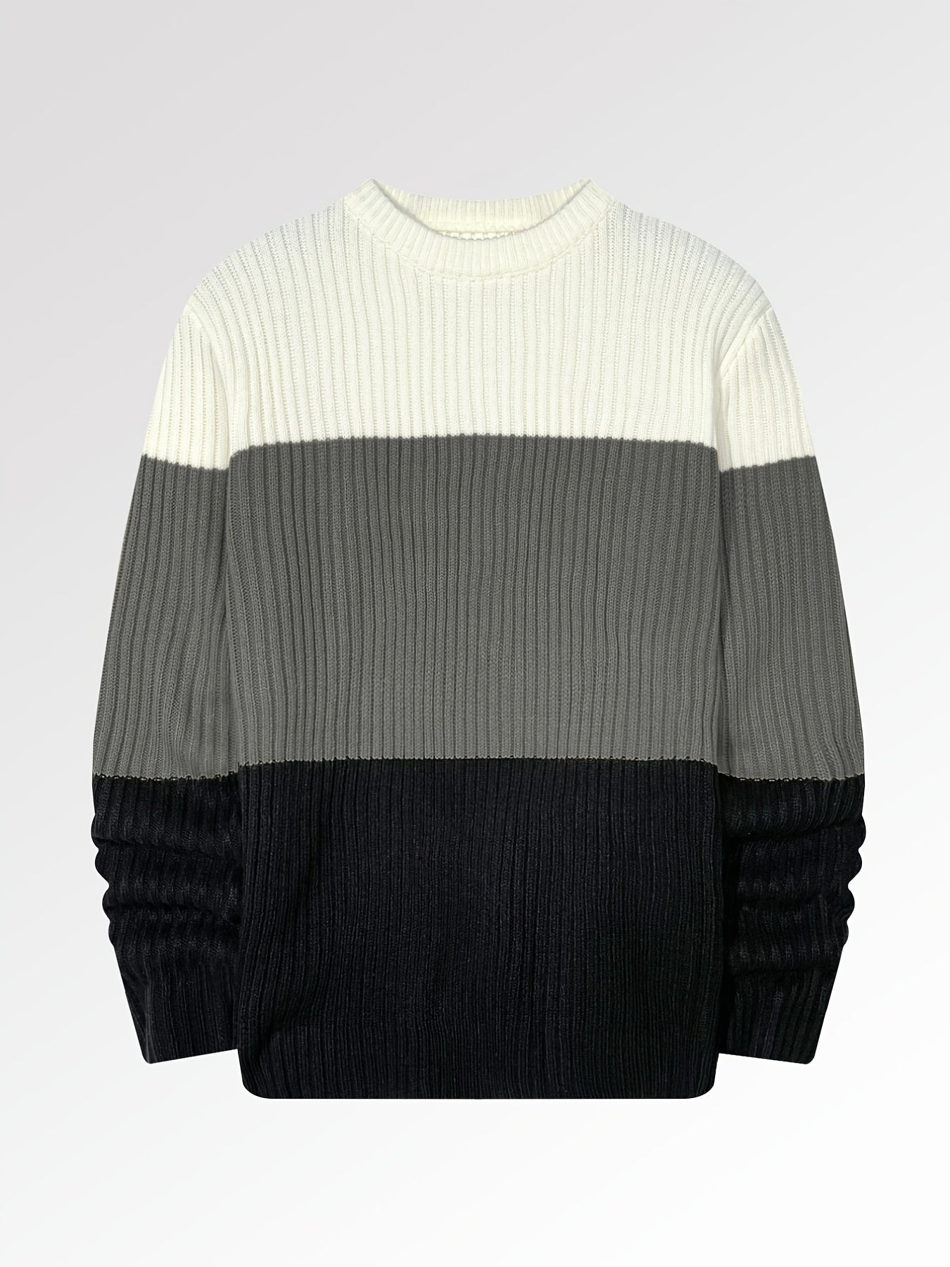 Men's Block Crew Neck Pullover Knit Sweater Top