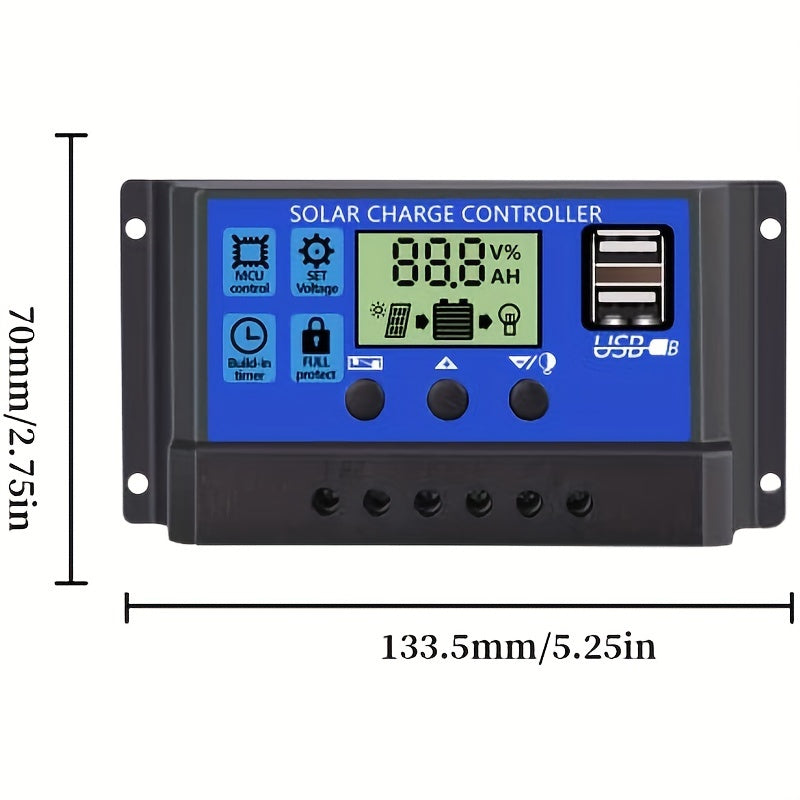 30A Solar Charge Controller 12V 24V Intelligent Regulator LCD Display