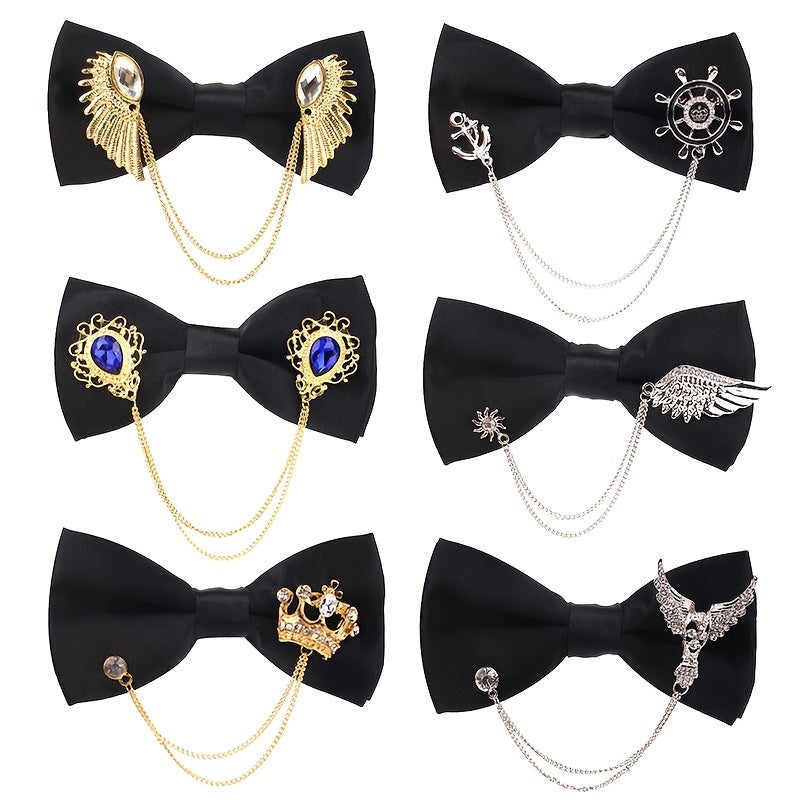 Men's Bowtie Metal Decoration Bow Tie Uniform Collar Adult Suit