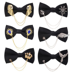 Metal Decor Bow Tie Uniform Bowtie Party Accessories For Women