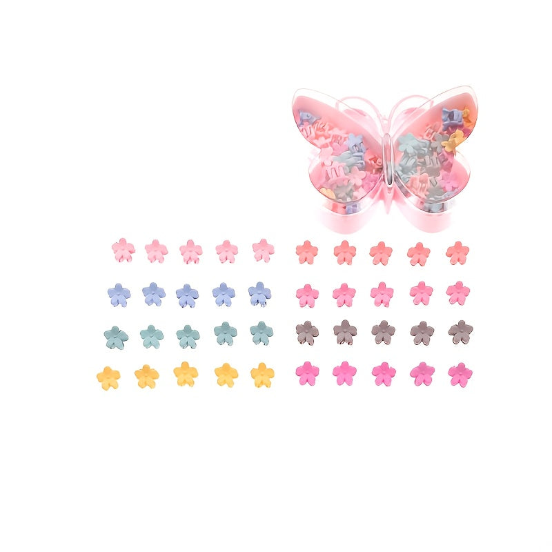 Candy Colored Flower Hairpin Mini Hair Clips Set
