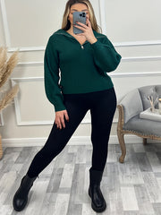 Casual Zipper Sweater Solid Long Sleeve Jumper