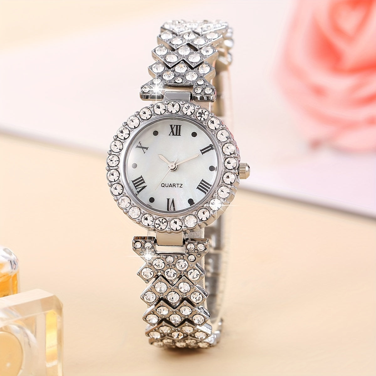 Kids Rhinestone Round Watch + 5 Jewelry Sets
