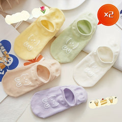 5 Pairs Bunny Print Socks & Low Cut Ankle Socks Women's Stockings