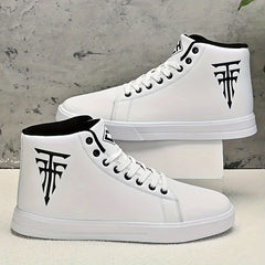 Solid High Top Skate Shoes for Men Non Slip Lace Up Sneakers