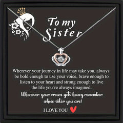 Rhinestone Crown Pendant Necklace for Sister