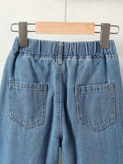 Girls' Classic Denim Trousers Baggy Fit All match For Outerwear