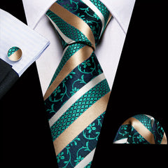 Barry Wang Golden Silk Paisley Tie Set