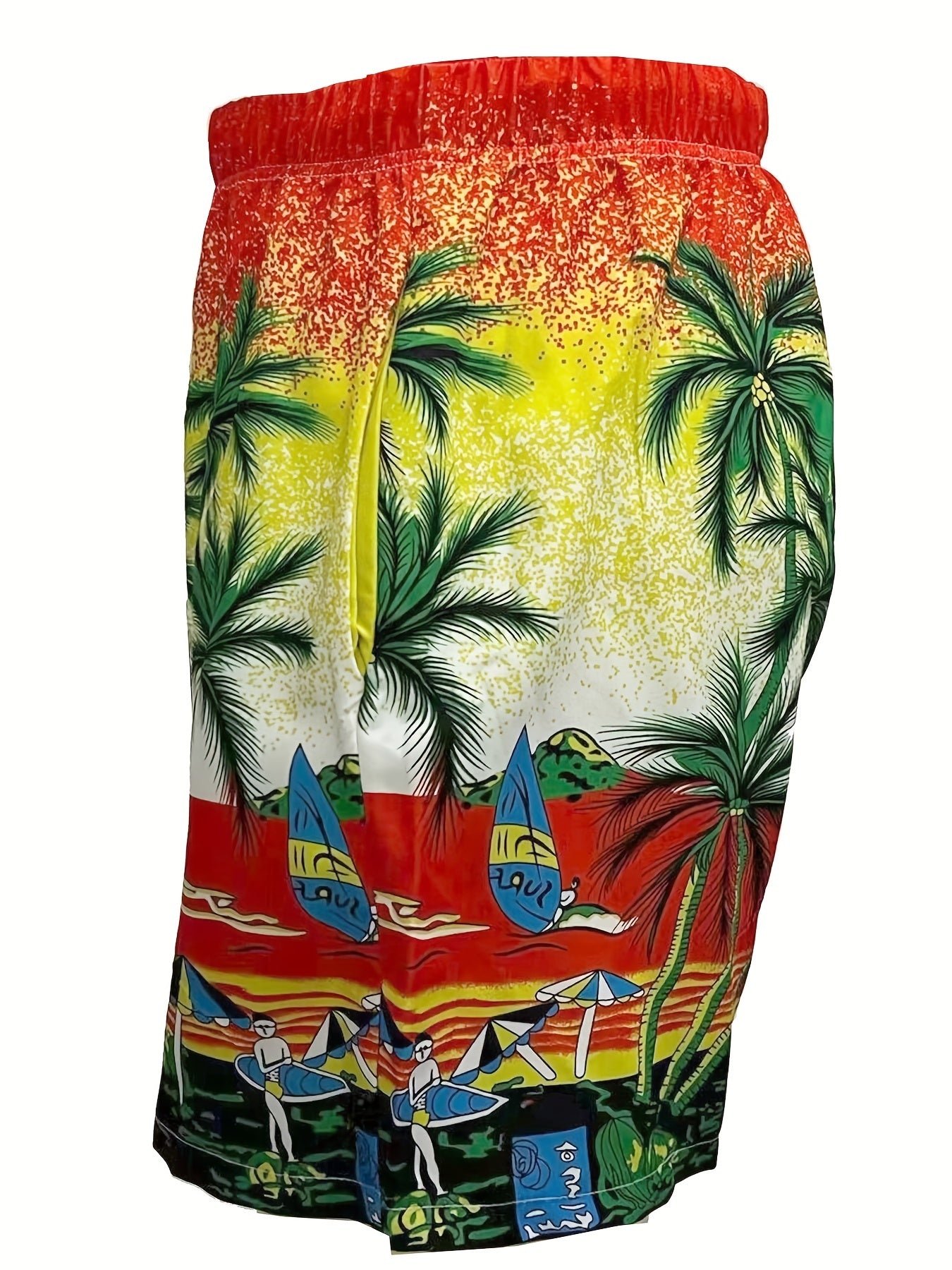 Coconut Tree Beach Pattern Men's Swim Trunks Quick Dry Beach Shorts