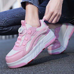 Girl's Roller Shoes Rotating Buckle Wheel Skate Sneakers