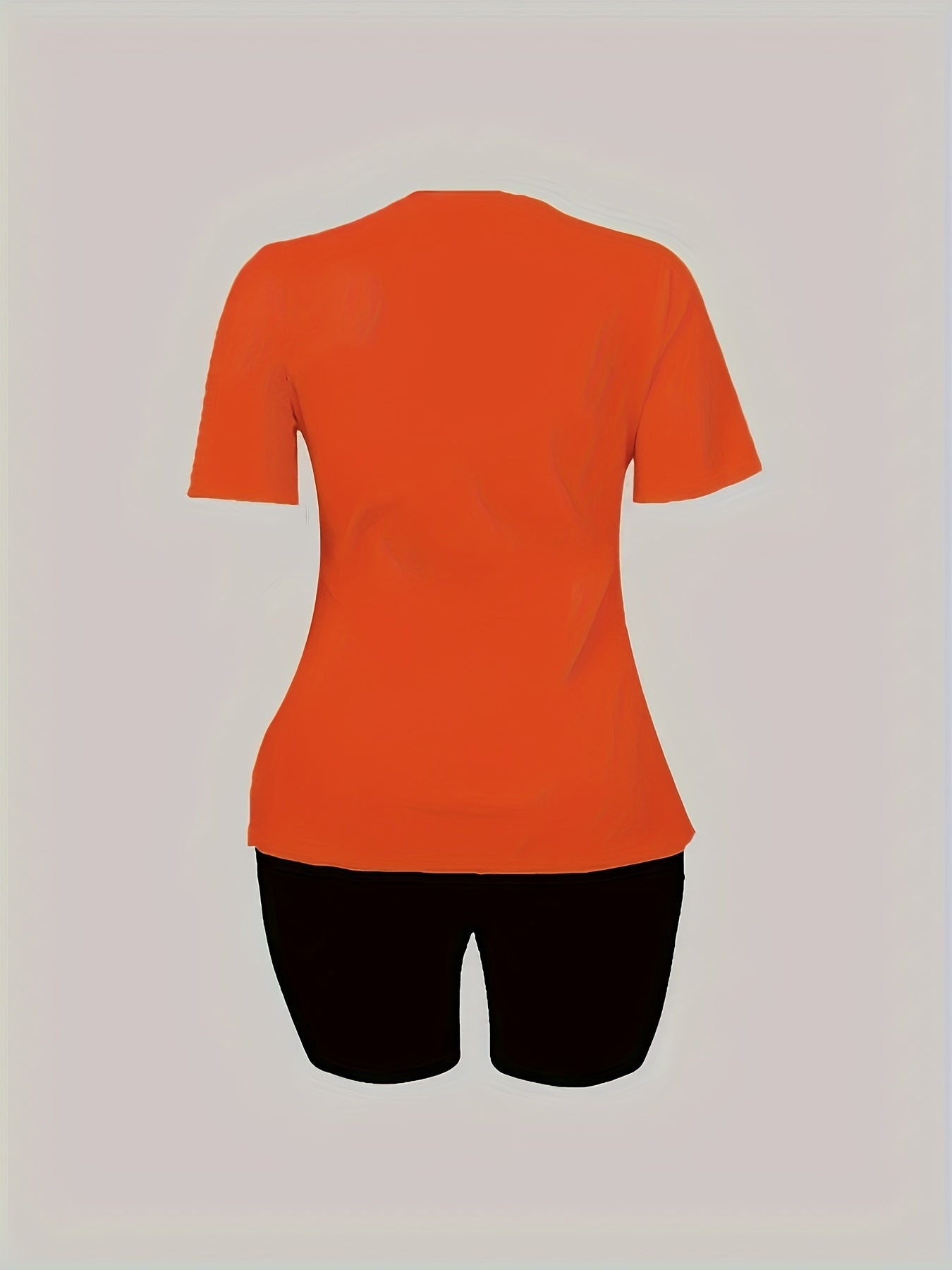 2 Pc Set Women's Plus Slogan Tee & Shorts