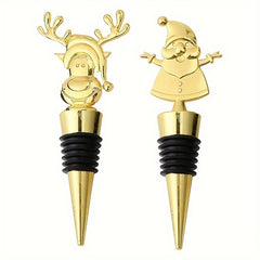 Christmas Deer Wine Stopper Metal Wine Saver With Silicone Grip