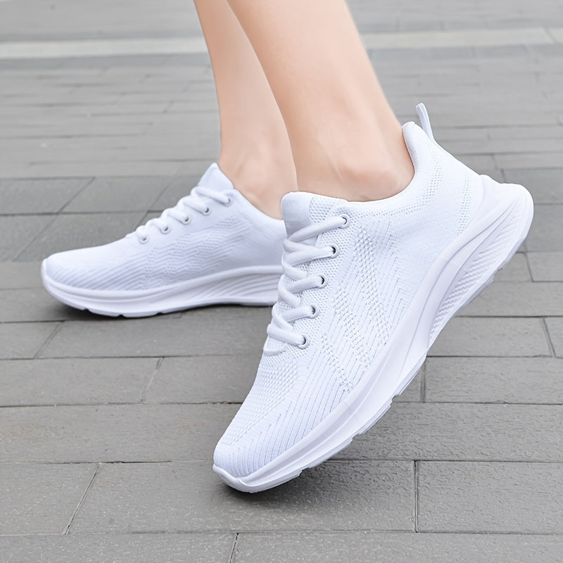 Casual Lace Up Sports Shoes Breathable Mesh Non slip Running Flat Shoes