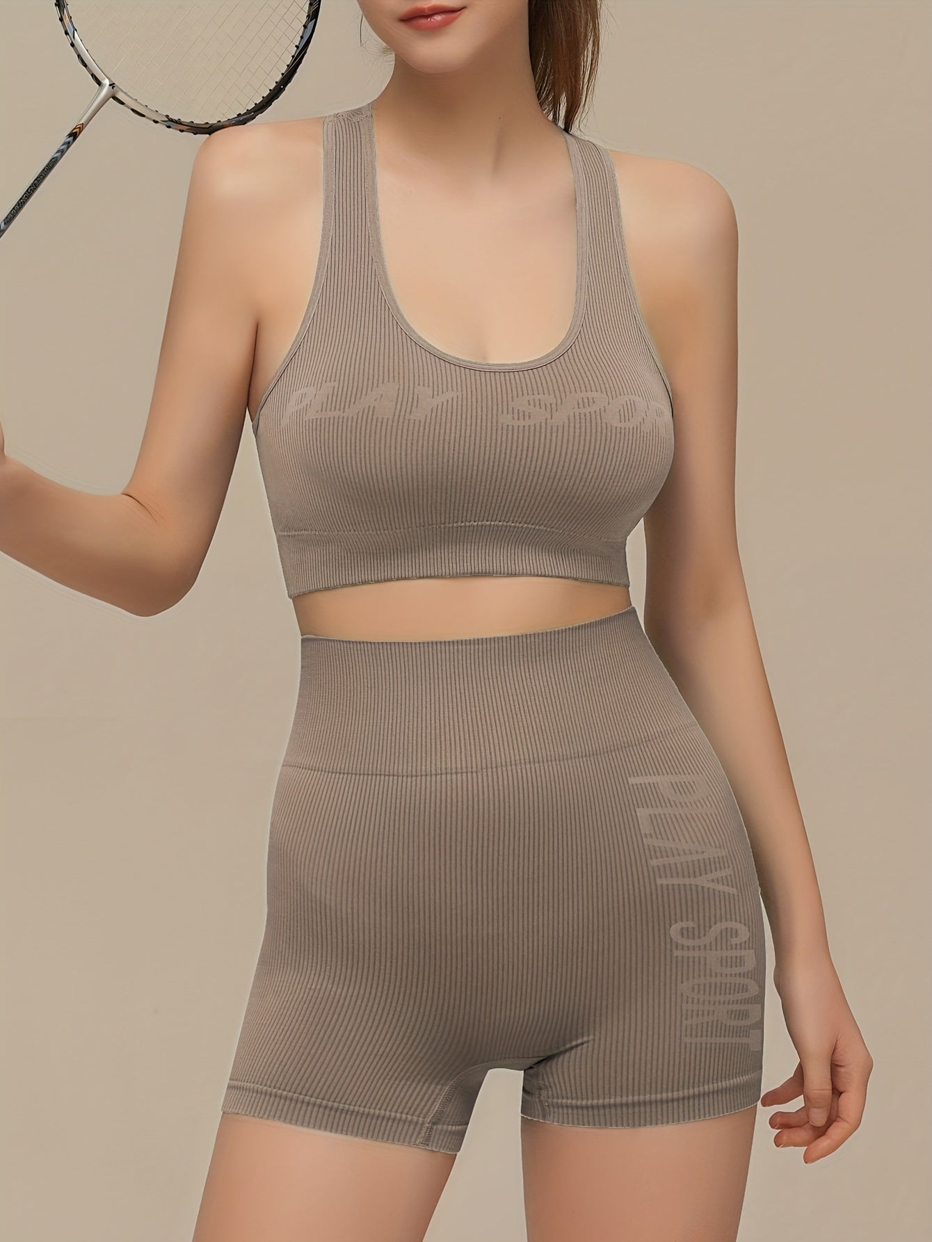Racerback Tank Bra & High Waist Shorts Set