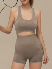 Racerback Tank Bra & High Waist Shorts Set