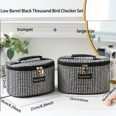 Houndstooth Pattern Makeup Bag Travel Case Large Capacity Toiletry Bag
