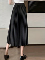 High Waist Pleated Skirt Solid A Line Skirt Women's Clothing
