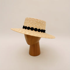 Flat Top Straw Sun Hat Wide Brim UV Protection Beach Hat Sunscreen