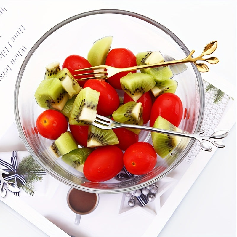 1pc Stainless Steel Branch Spoon Leaf Spoon Stainless Steel Fork Fruit Fork Cake