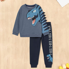 Boy's Dino Print Pullover & Sweatpants Set