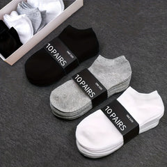 10 Pairs Solid Sports Ankle Socks Women's Stockings