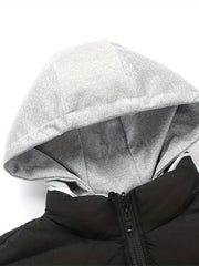 Men's Hooded Zip Up Cotton Vest with Pockets